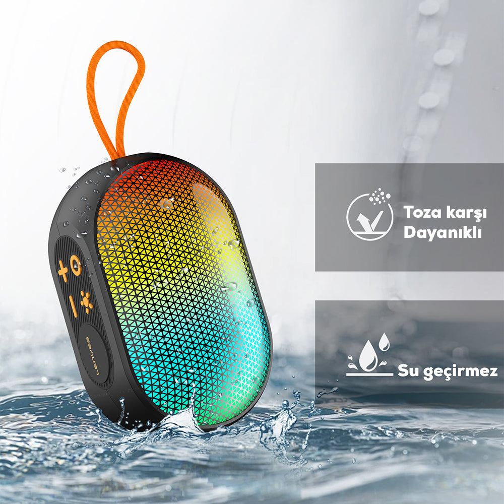 Lenyes S212 Su Geçirmez RGB Işıklı Askılı Taşınabilir Kablosuz Bluetooth Hoparlör v5.3 Lenyes S212 Su Geçirmez RGB Işıklı Askılı Taşınabilir Kablosuz Bluetooth Hoparlör v5.3